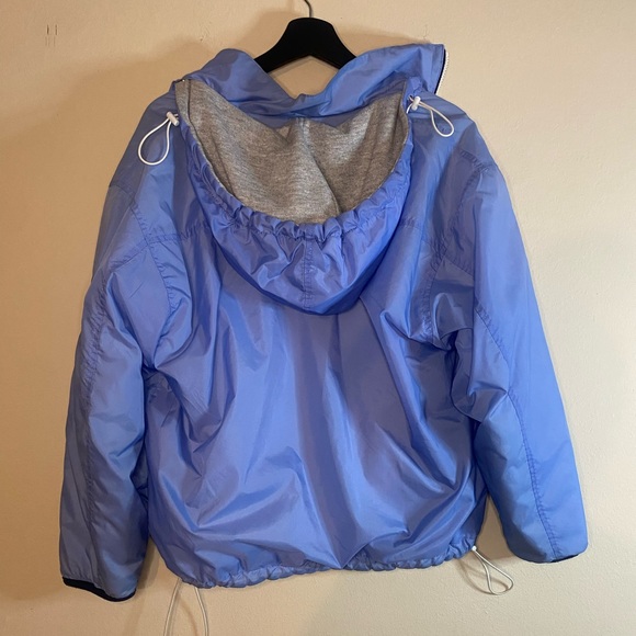 Reversible Blue and Heather Gray Windbreaker Jacket Size M Women Men Kids Teens - Picture 2 of 7